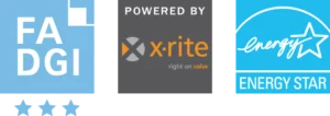 FADGI 3-star, X-Rite, Energy Star logos