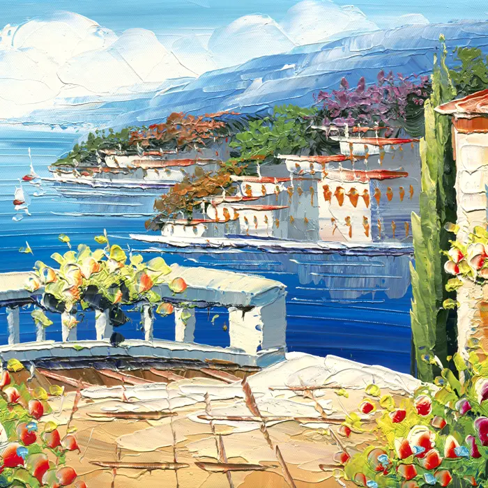 Ocean view oil painting scanned with HD Apeiron/42 large format contact-free scanner