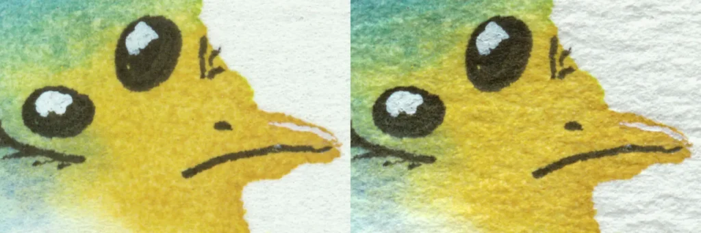 Three birds watercolor scanned with HD Apeiron/42 large format contact-free scanner